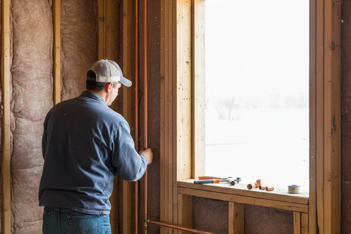 Licensed plumber running new copper supply lines in a Edgerton home