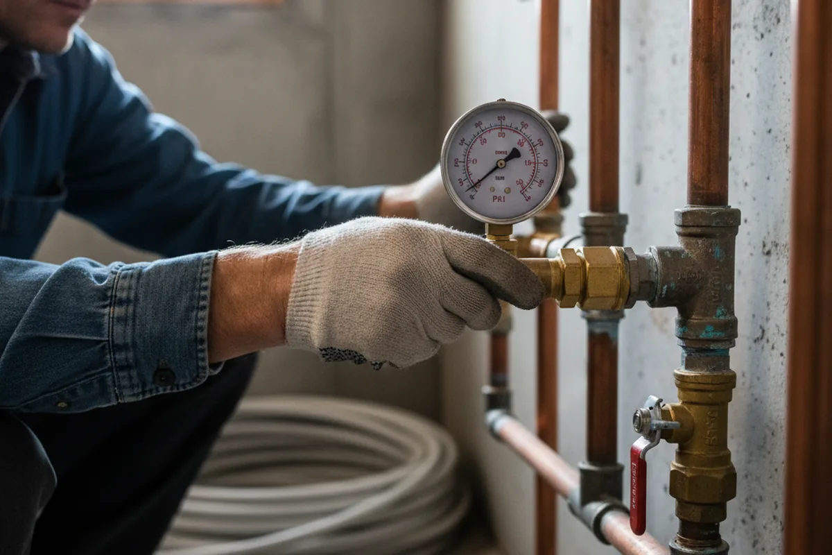 Pressure testing a repaired line during Water Line Repair in Edgerton